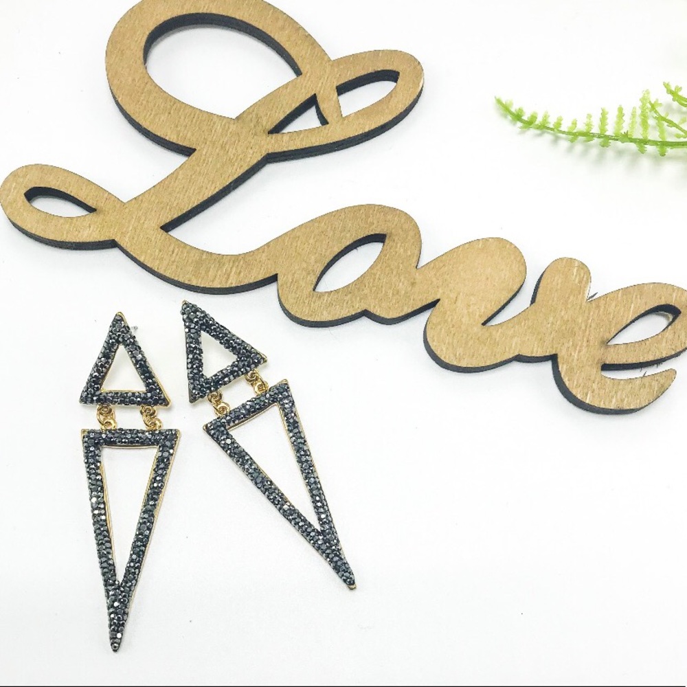Triangle Party Earrings Cubic Zirconia